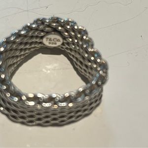 Authentic Tiffany & Co Somerset mesh weave sterling silver ring, size 7